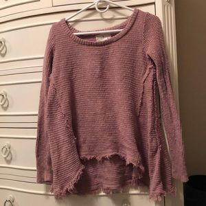 Pretty pink/blush sweater with frays